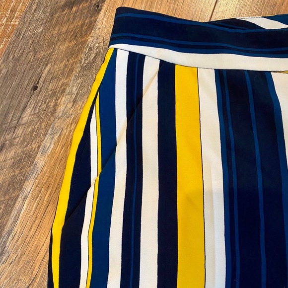 ZARA Blue/White/Yellow Striped Mid Rise Trousers - Picture 3 of 8